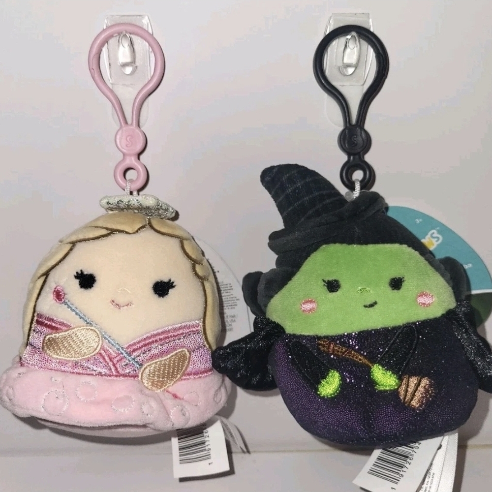 Squishmallows Wicked Glinda and Elphaba 3.5 Inch Soft Plush Clips New